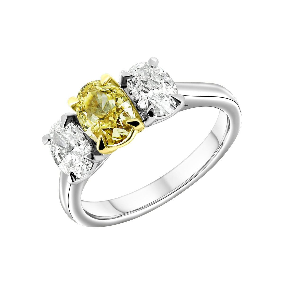 Lab grown platinum 1.51ct fancy yellow & 1.50ct diamond ring