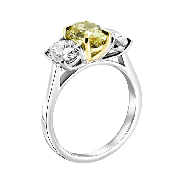 Lab grown platinum 1.51ct fancy yellow & 1.50ct diamond ring