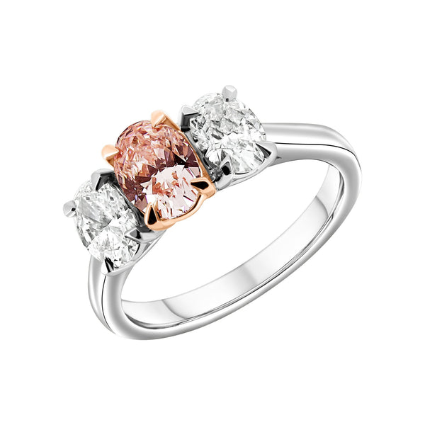Lab grown platinum 1.08ct fancy pink & 1.02ct diamond ring