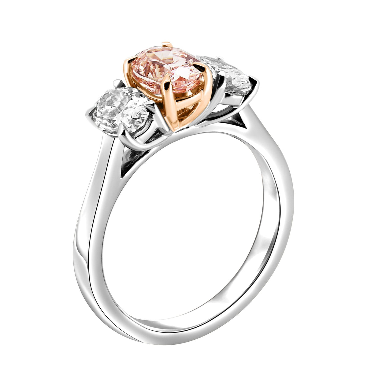 Lab grown platinum 1.08ct fancy pink & 1.02ct diamond ring
