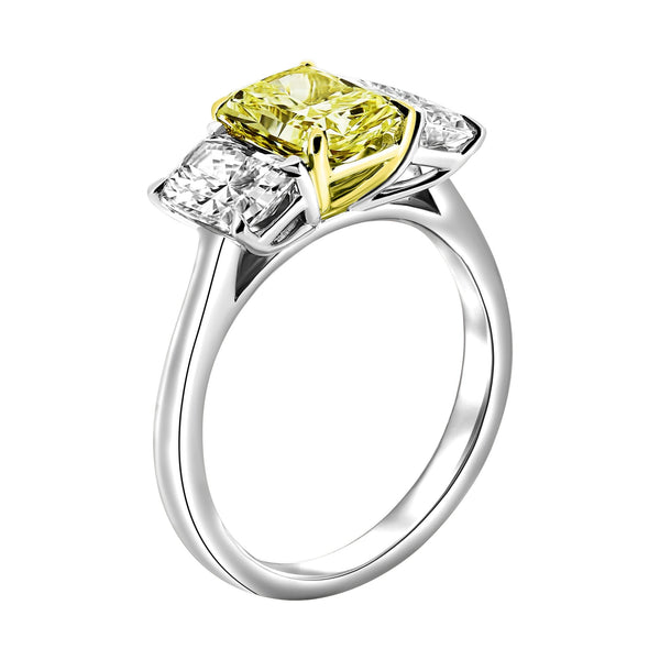 Lab grown platinum 1.50ct fancy yellow & 1.58ct diamond ring