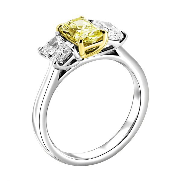 Lab grown platinum 1.01ct fancy yellow & 1.04ct diamond ring