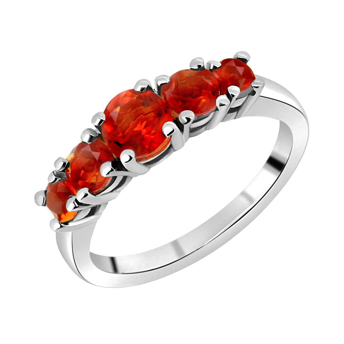 Platinum fire opal graduated 5 stone ring