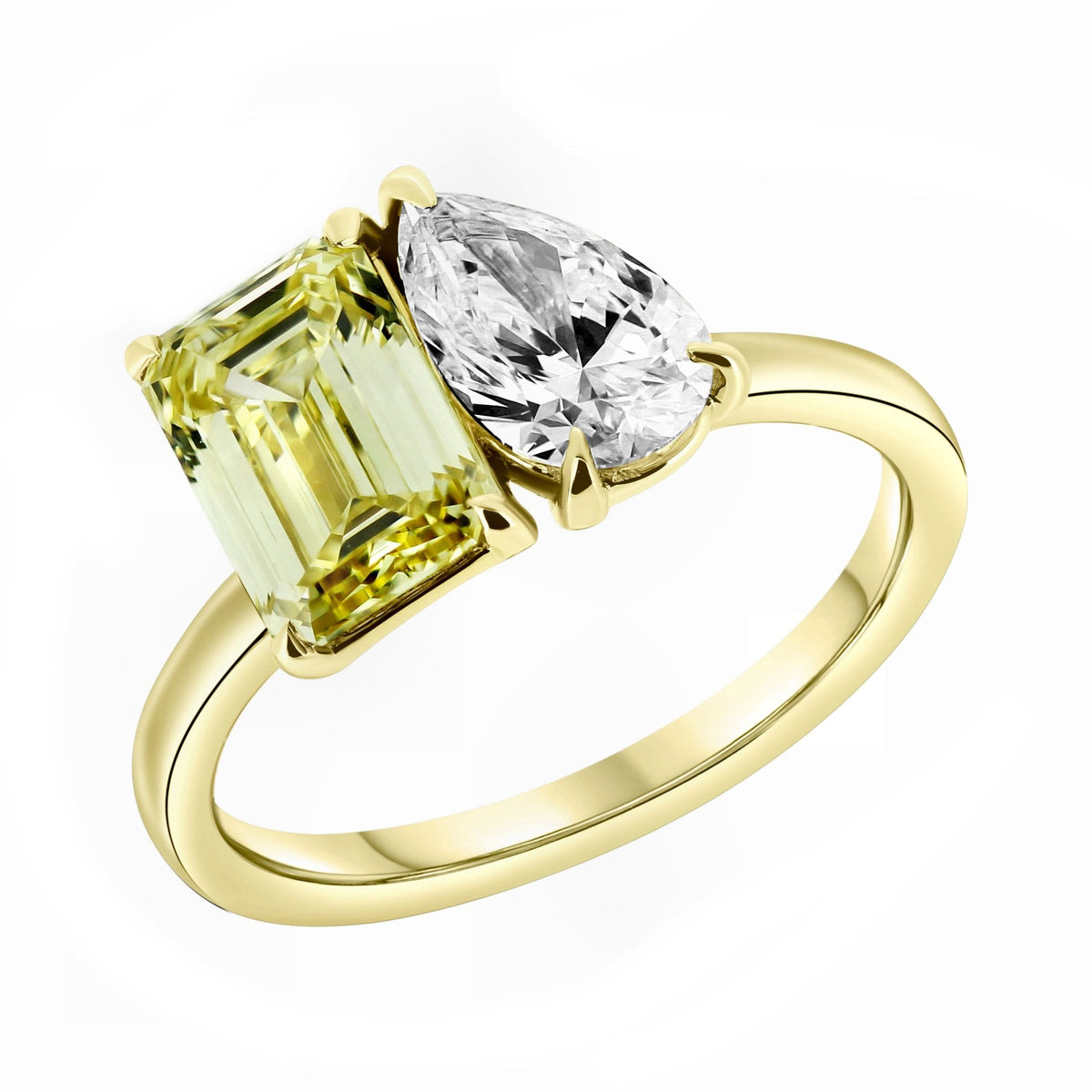 LG 18ct yellow gold 2.01ct fancy yellow & 1.08ct diamond ring