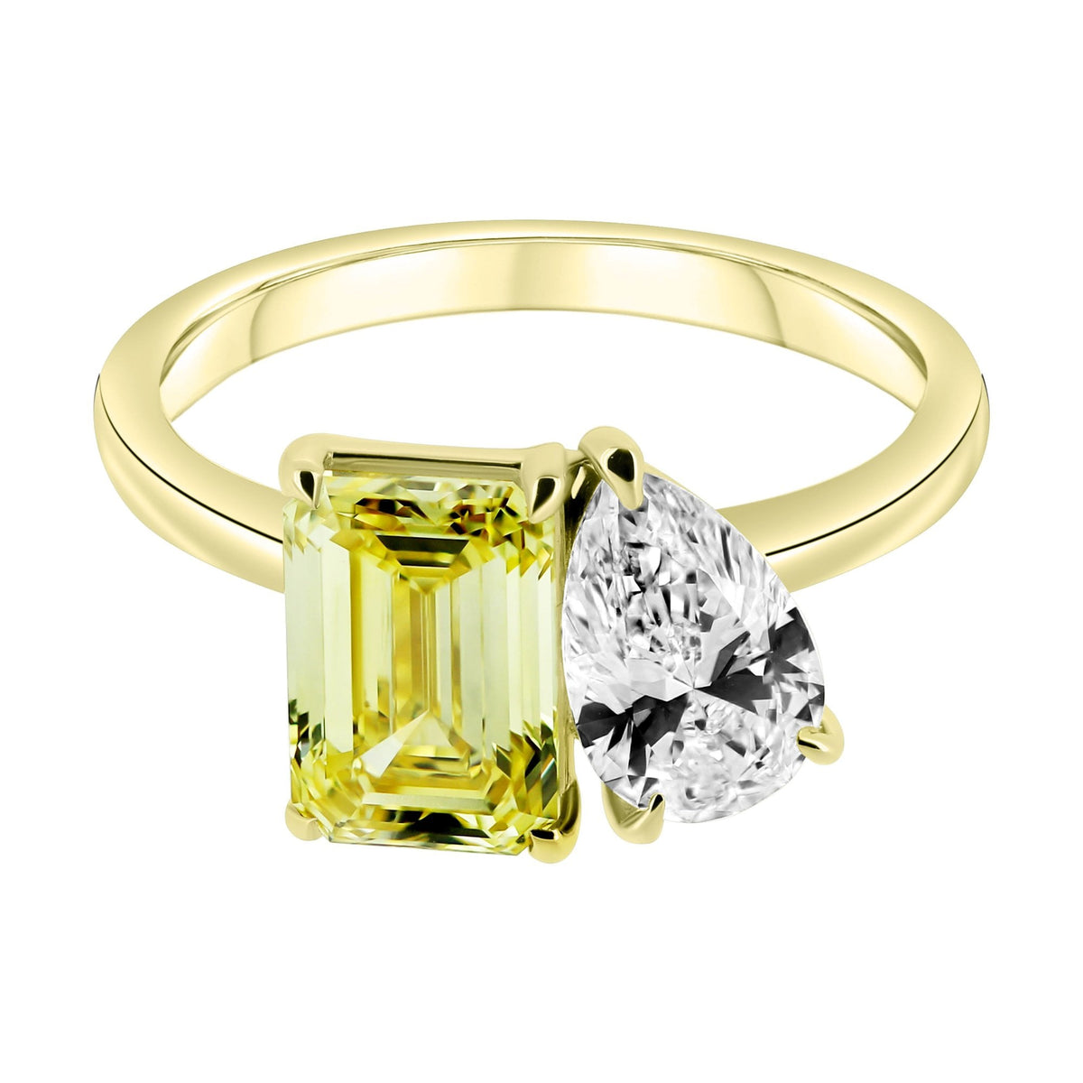 LG 18ct yellow gold 2.01ct fancy yellow & 1.08ct diamond ring