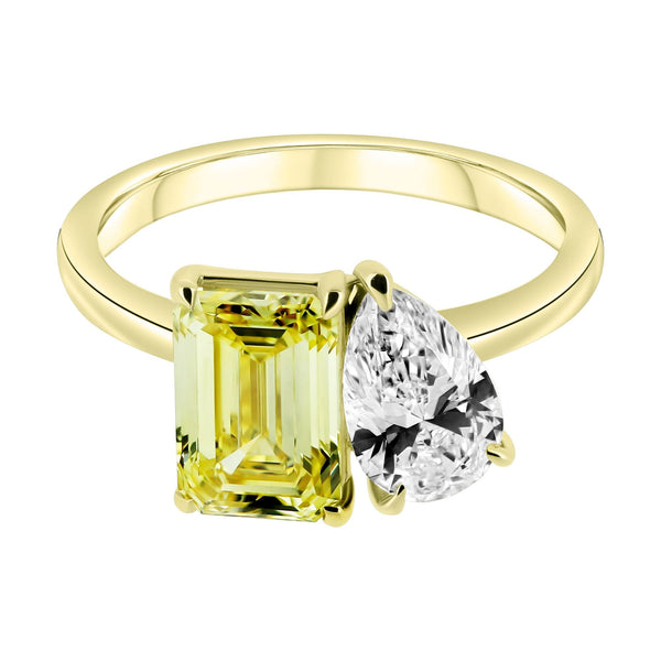 LG 18ct yellow gold 2.01ct fancy yellow & 1.08ct diamond ring