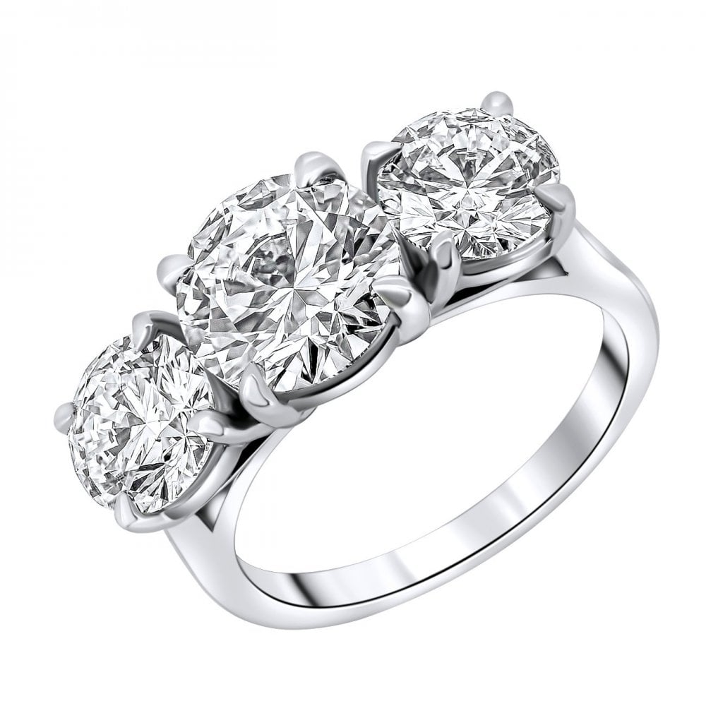 Lab grown platinum 5.02ct D VVS2 IGI round diamond 3 stone ring