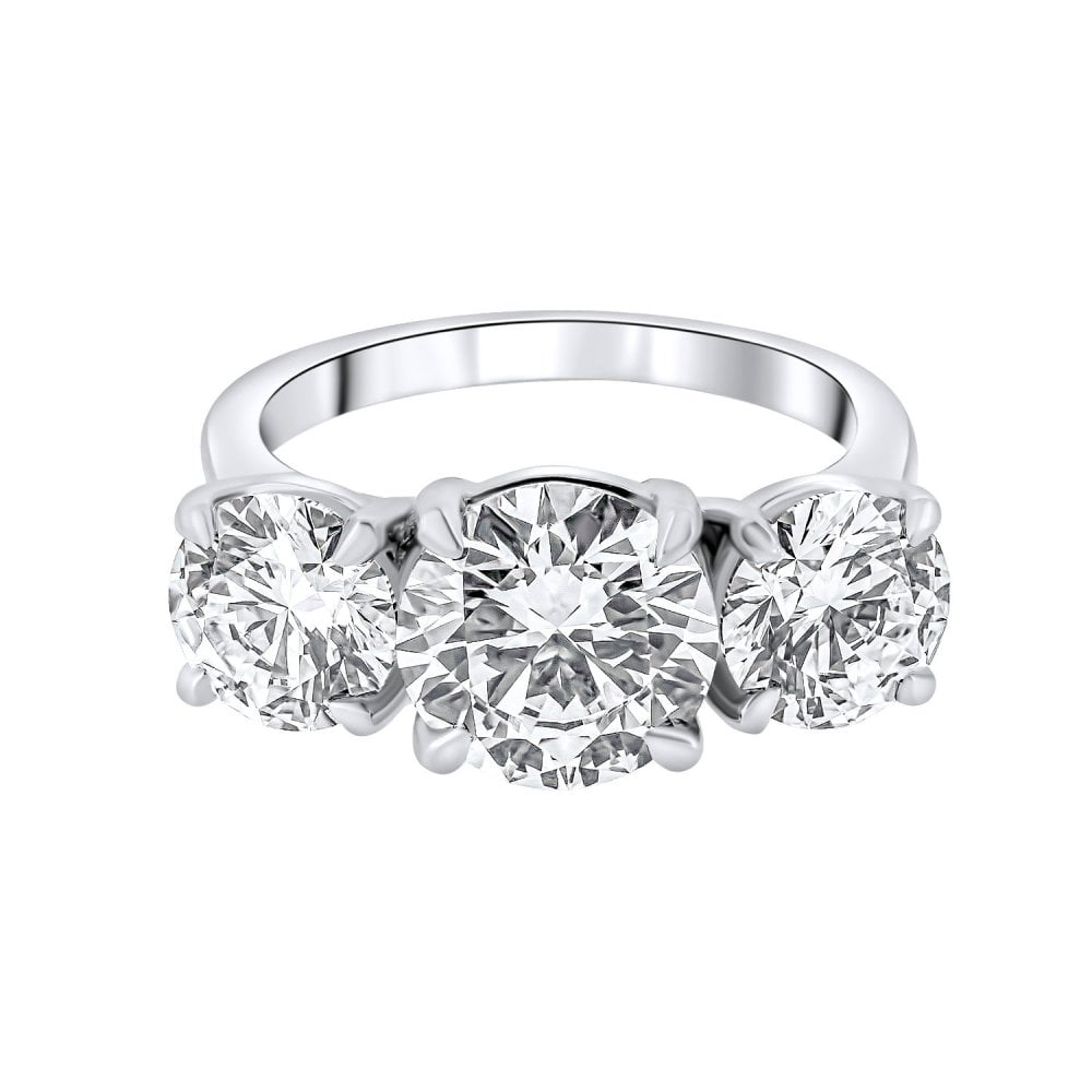 Lab grown platinum 5.02ct D VVS2 IGI round diamond 3 stone ring