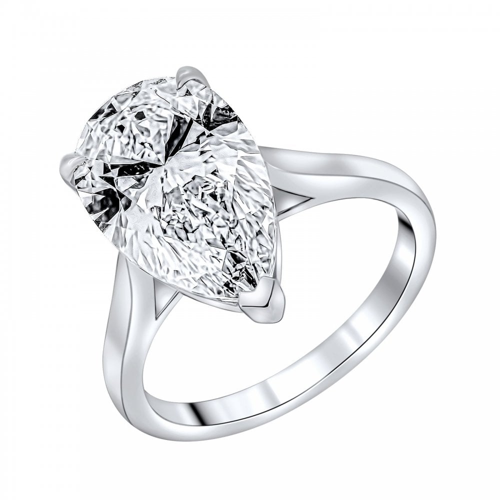 Lab grown platinum 5.07ct D VVS2 IGI pear cut diamond ring