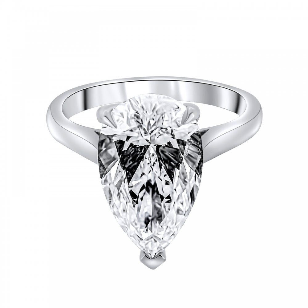 Lab grown platinum 5.07ct D VVS2 IGI pear cut diamond ring