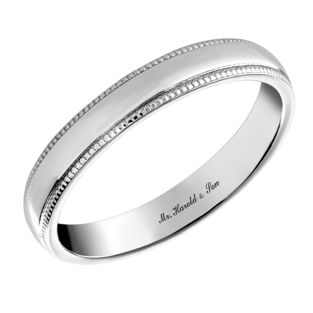 Platinum 3.0mm medium weight court wedding ring