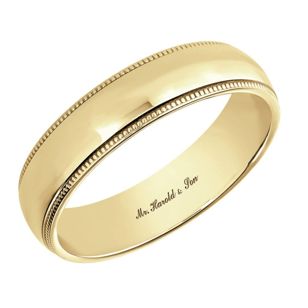 18ct yellow gold 5.0mm medium weight court wedding ring