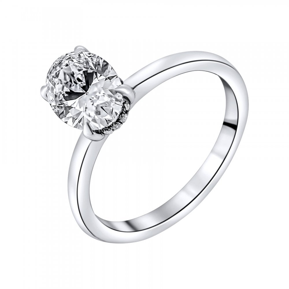Lab Grown Platinum 1.56ct D Vvs2 Igi Oval Cut Diamond Ring