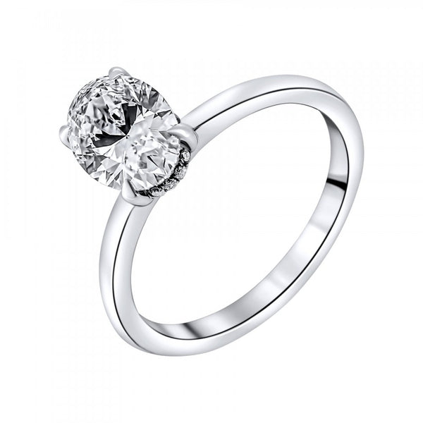 Lab grown platinum 1.56ct D VVS2 IGI oval cut diamond ring