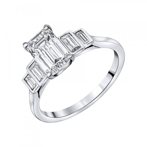 Platinum 2.02ct E VS1 GIA emerald cut diamond ring