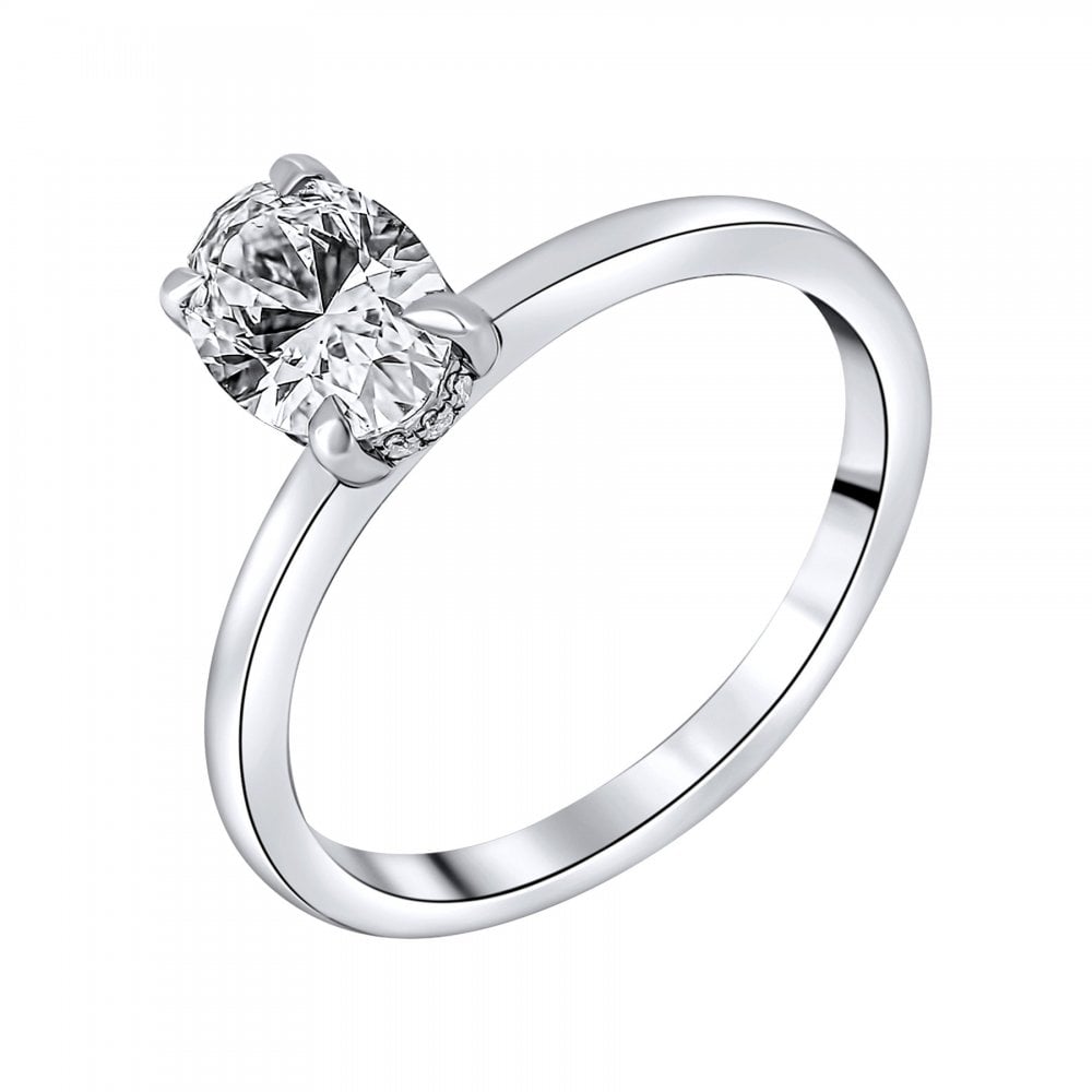 Lab Grown Platinum 1.03ct D Vvs2 Igi Oval Cut Diamond Ring