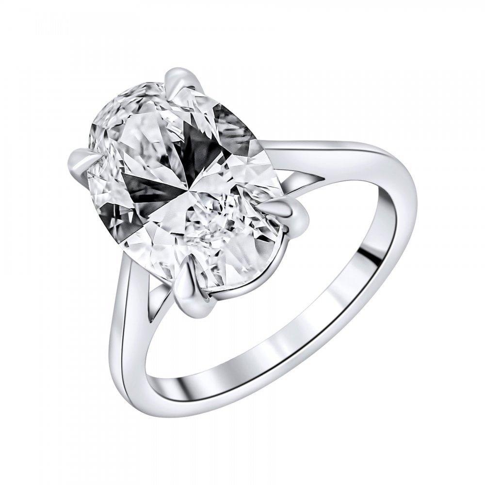 Lab grown platinum 5.02ct D VVS2 IGI oval cut diamond ring