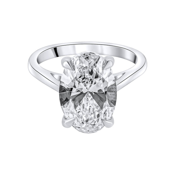 Lab grown platinum 5.02ct D VVS2 IGI oval cut diamond ring
