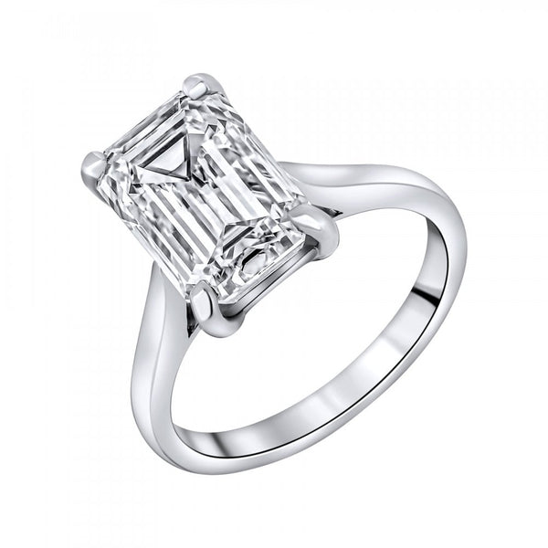 Lab grown platinum 4.06ct D VVS2 IGI emerald cut diamond ring