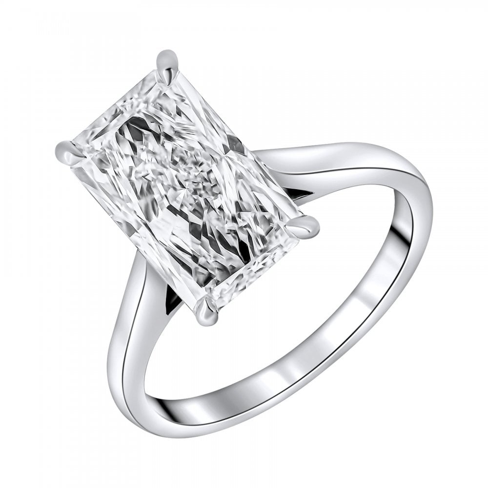 Lab grown platinum 5.00ct D VVS2 IGI radiant cut diamond ring