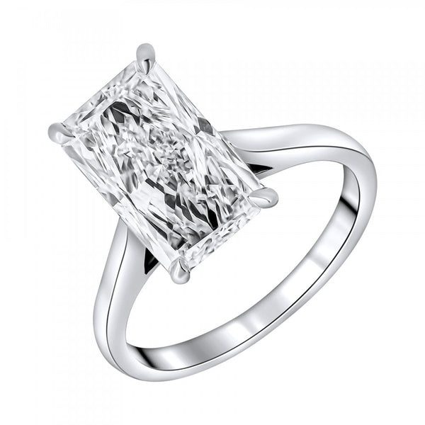Lab grown platinum 5.00ct D VVS2 IGI radiant cut diamond ring