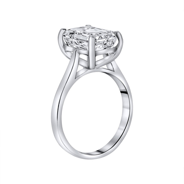 Lab grown platinum 4.06ct D VVS2 IGI emerald cut diamond ring