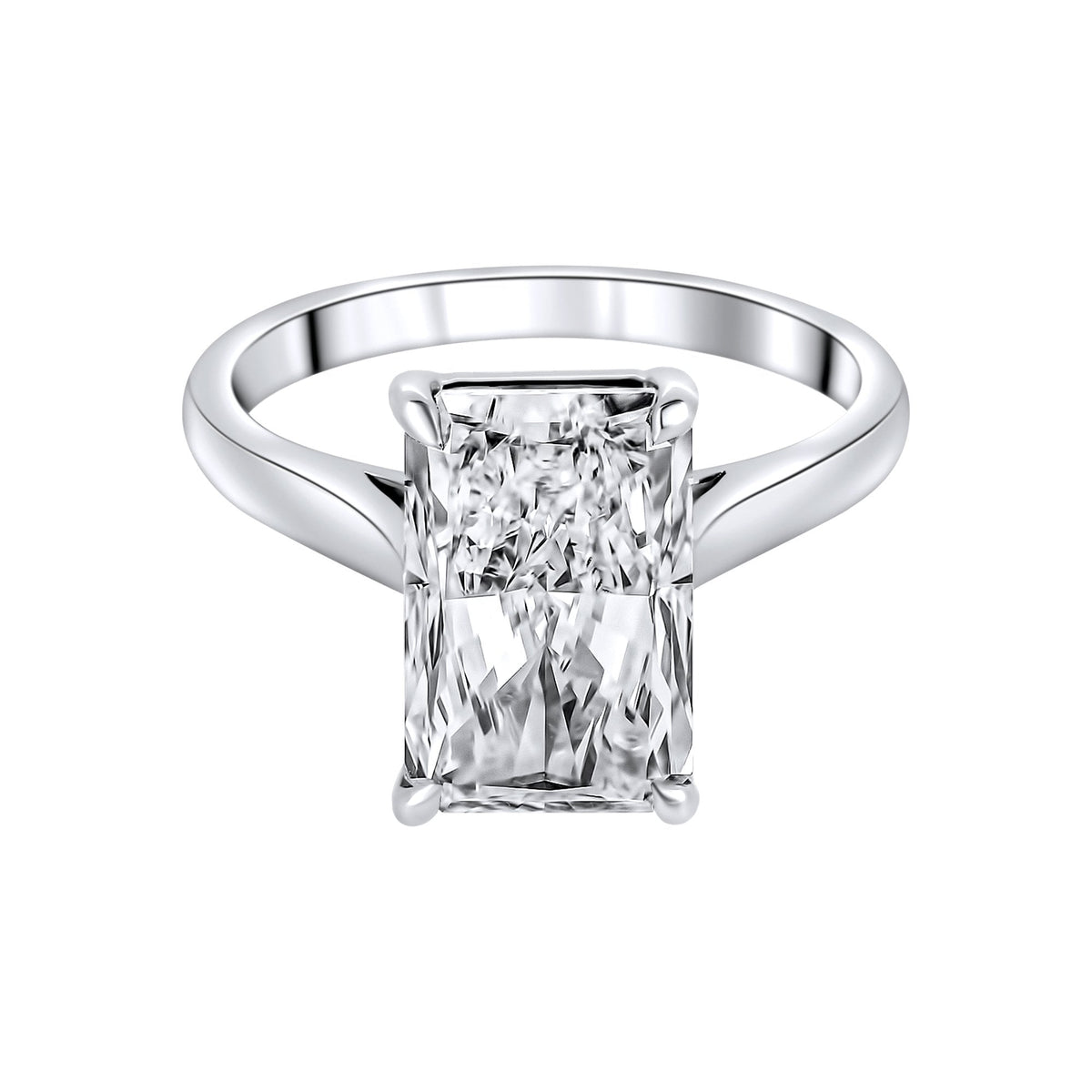 Lab grown platinum 4.04ct D VVS2 IGI radiant cut diamond ring