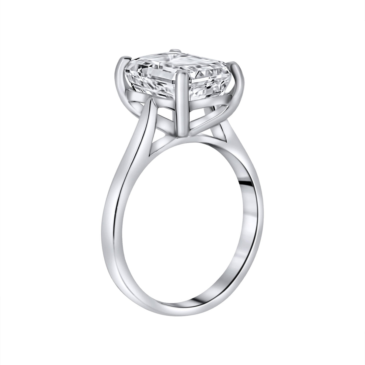 Lab grown platinum 6.08ct D VVS2 IGI emerald cut diamond ring