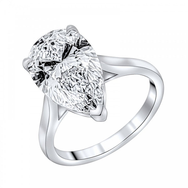 Lab grown platinum 4.07ct D VVS2 IGI pear cut diamond ring