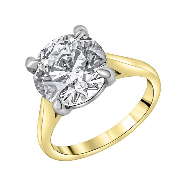 Lab grown 18ct yellow gold 4.00ct D VS1 IGI round diamond ring