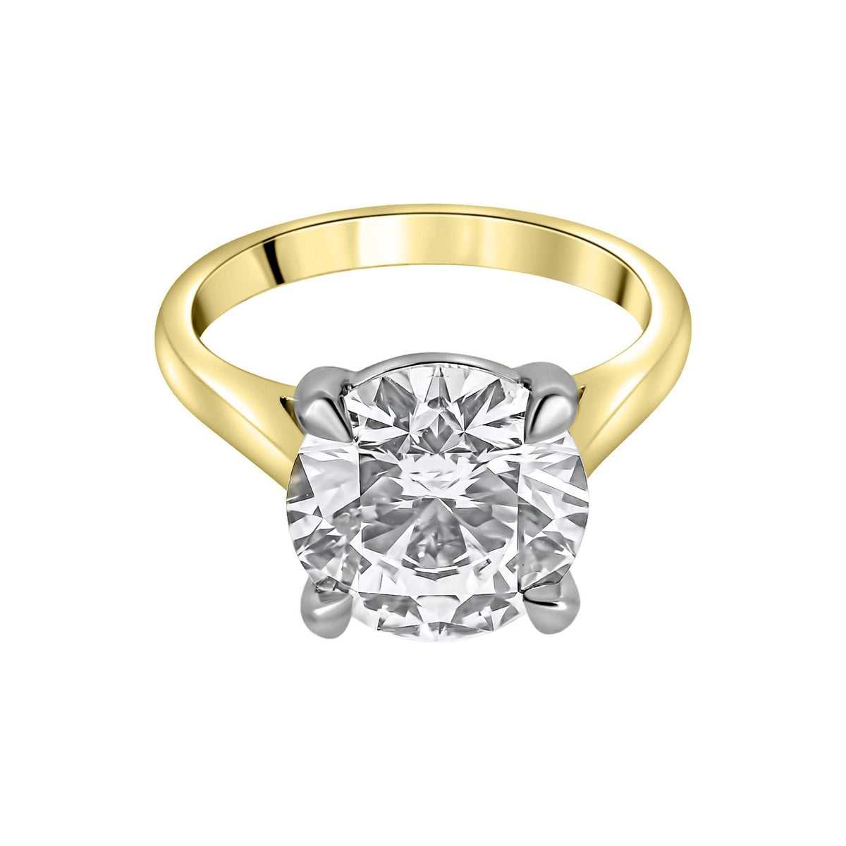 Lab grown 18ct yellow gold 5.01ct D VVS2 IGI round diamond ring