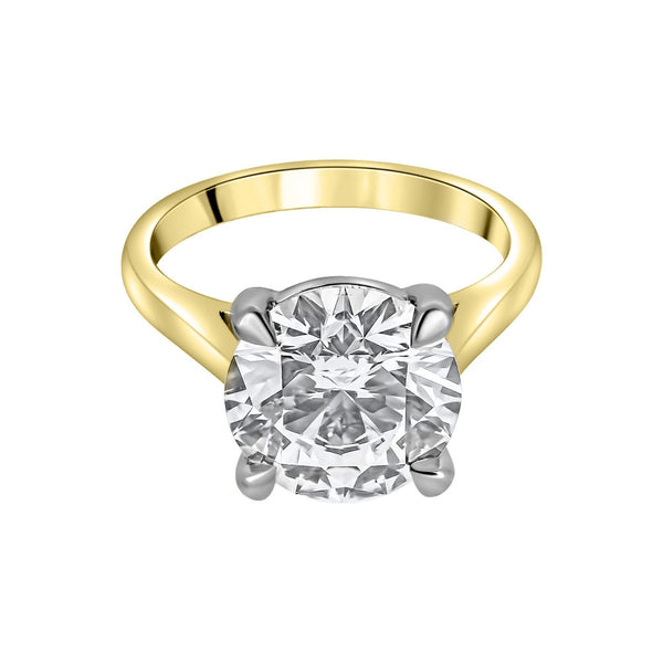 Lab grown 18ct yellow gold 5.01ct D VVS2 IGI round diamond ring