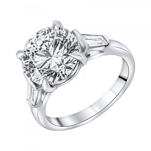 Lab Grown Platinum 5.00ct D Vvs2 Igi Round Cut Diamond Ring