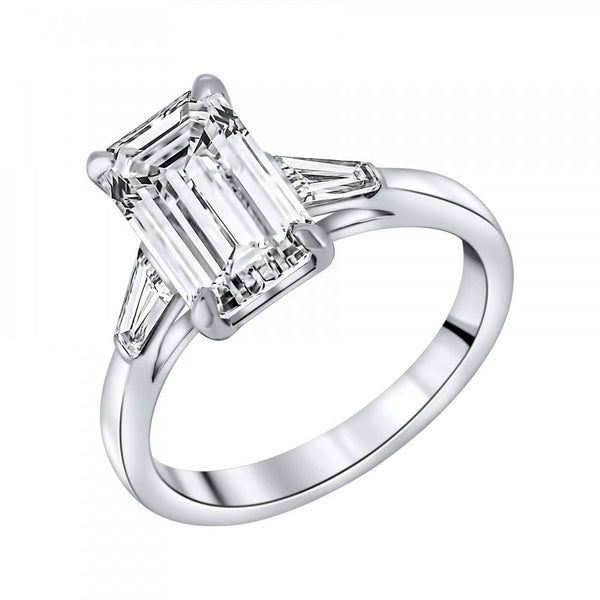 Lab grown platinum 3.00ct D VVS2 IGI emerald cut diamond ring