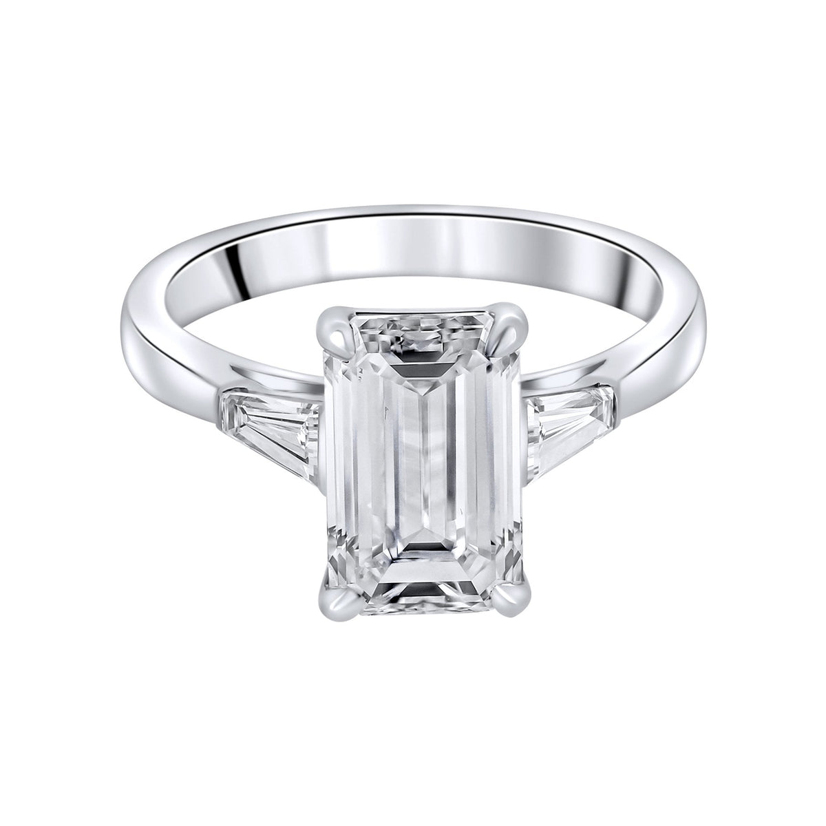 Lab grown platinum 3.00ct D VVS2 IGI emerald cut diamond ring