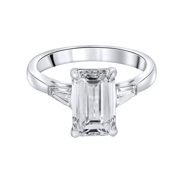 Lab grown platinum 3.00ct D VVS2 IGI emerald cut diamond ring