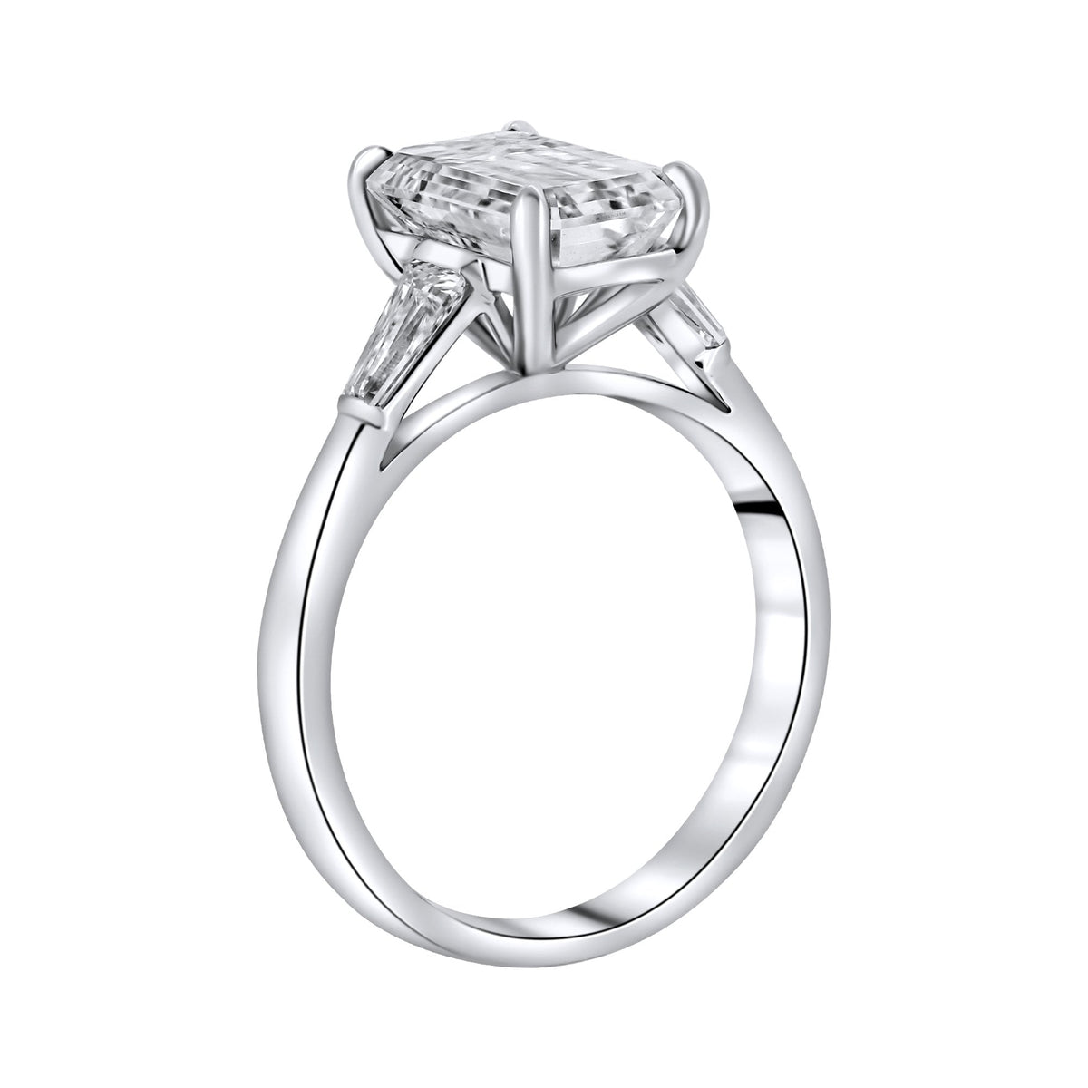 Lab grown platinum 3.00ct D VVS2 IGI emerald cut diamond ring