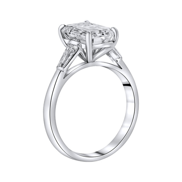 Lab grown platinum 3.00ct D VVS2 IGI emerald cut diamond ring