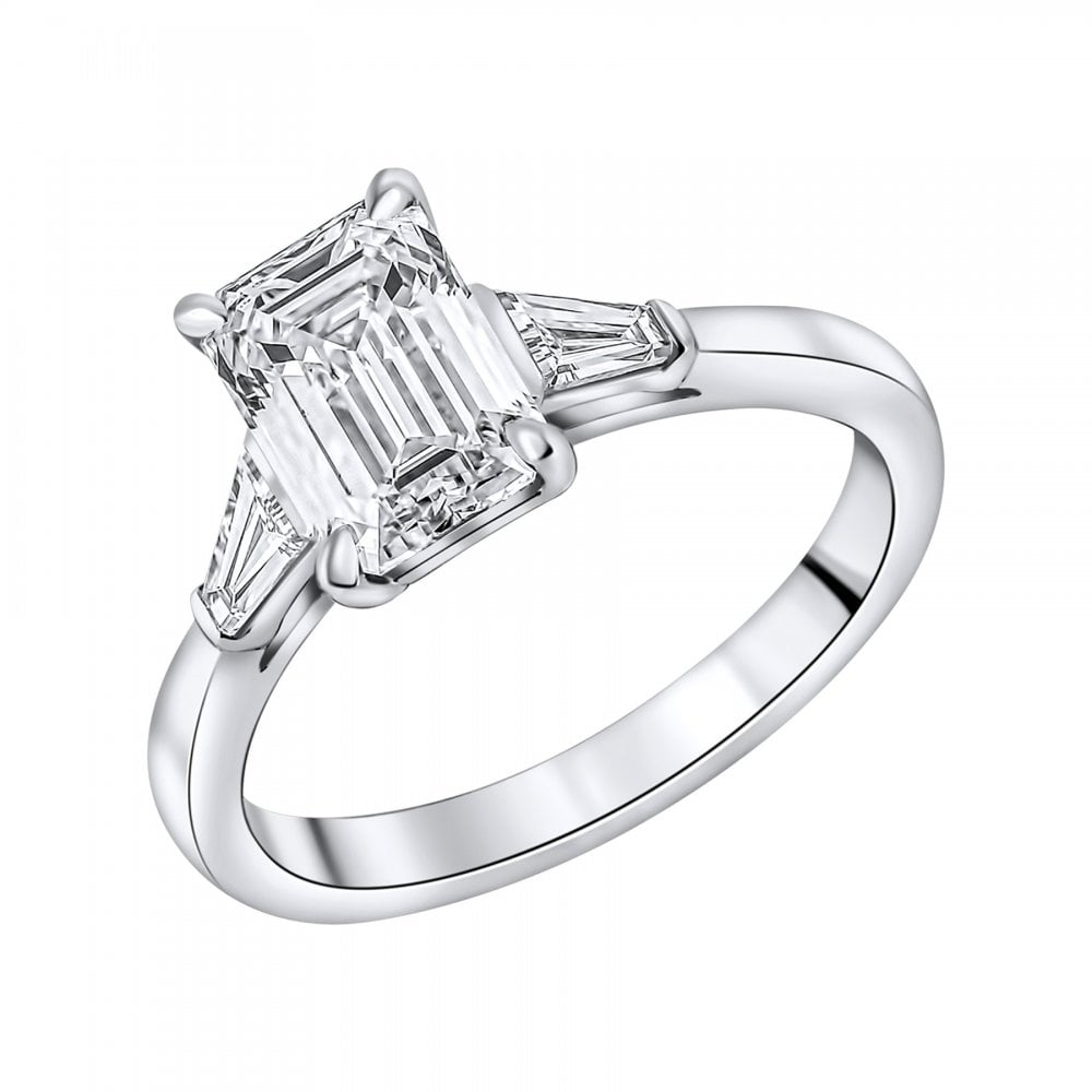 Lab grown platinum 2.03ct D VVS2 IGI emerald cut diamond ring