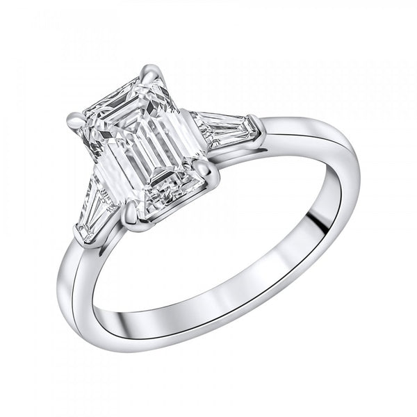 Lab grown platinum 2.03ct D VVS2 IGI emerald cut diamond ring