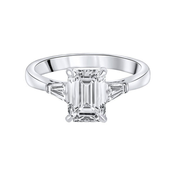 Lab grown platinum 2.03ct D VVS2 IGI emerald cut diamond ring