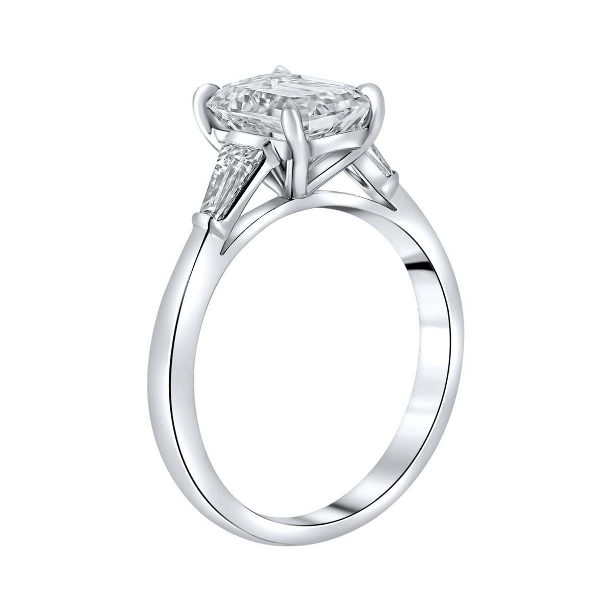 Lab grown platinum 2.03ct D VVS2 IGI emerald cut diamond ring