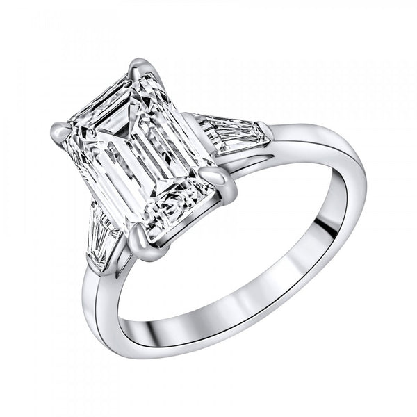 Lab grown platinum 4.01ct D VVS2 IGI emerald cut diamond ring