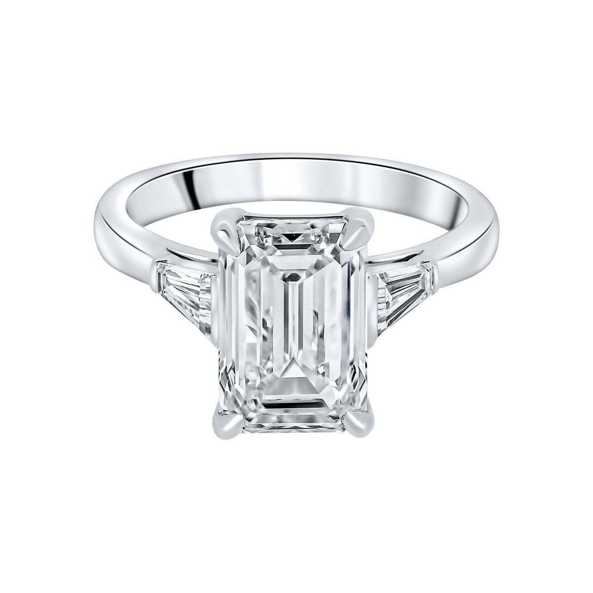 Lab grown platinum 4.01ct D VVS2 IGI emerald cut diamond ring