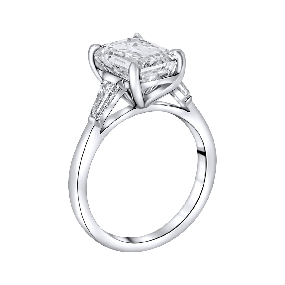 Lab grown platinum 4.01ct D VVS2 IGI emerald cut diamond ring