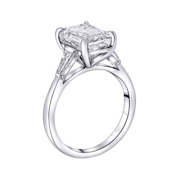 Lab grown platinum 4.01ct D VVS2 IGI emerald cut diamond ring