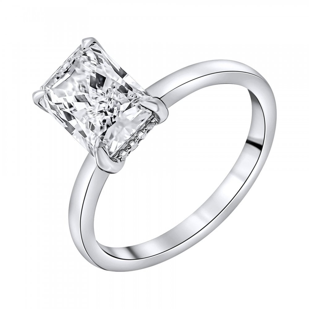 Lab grown platinum 2.04ct E VVS2 IGI radiant cut diamond ring