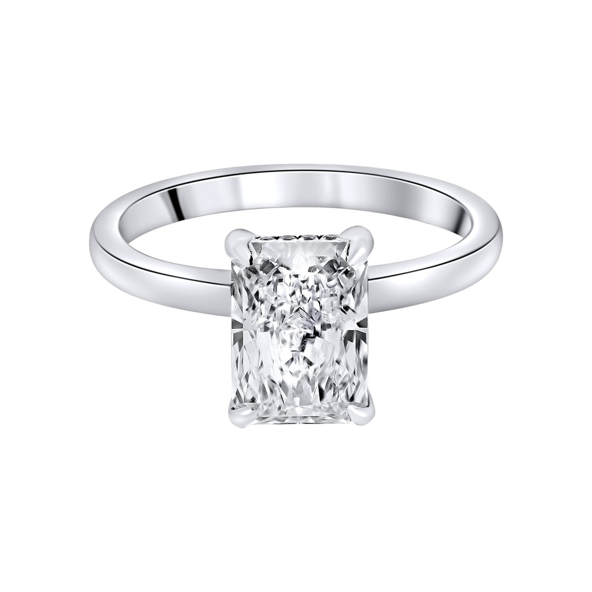 Lab grown platinum 2.04ct E VVS2 IGI radiant cut diamond ring