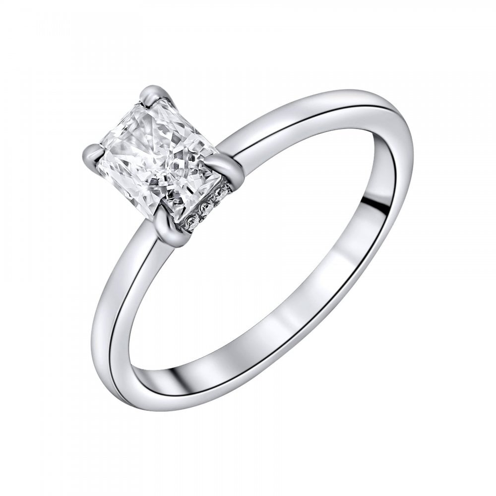 Lab grown platinum 1.00ct D VS1 IGI radiant cut diamond ring