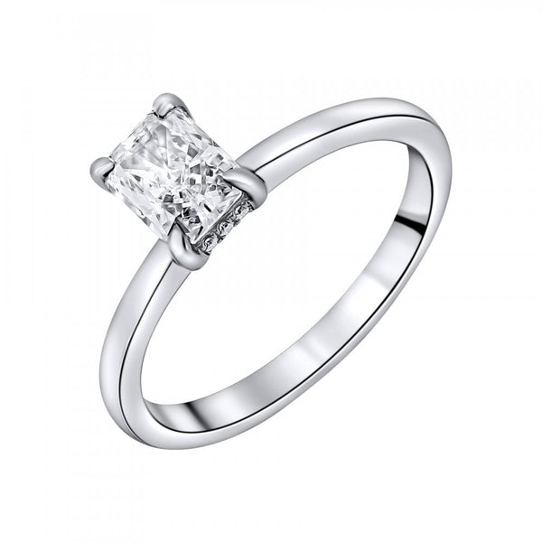 Lab grown platinum 1.00ct D VS1 IGI radiant cut diamond ring